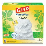 Glad 13 gal Trash Bags, 24 in x 27.38 in, Extra Heavy-Duty, .95 Mil, White, 240 PK 78900